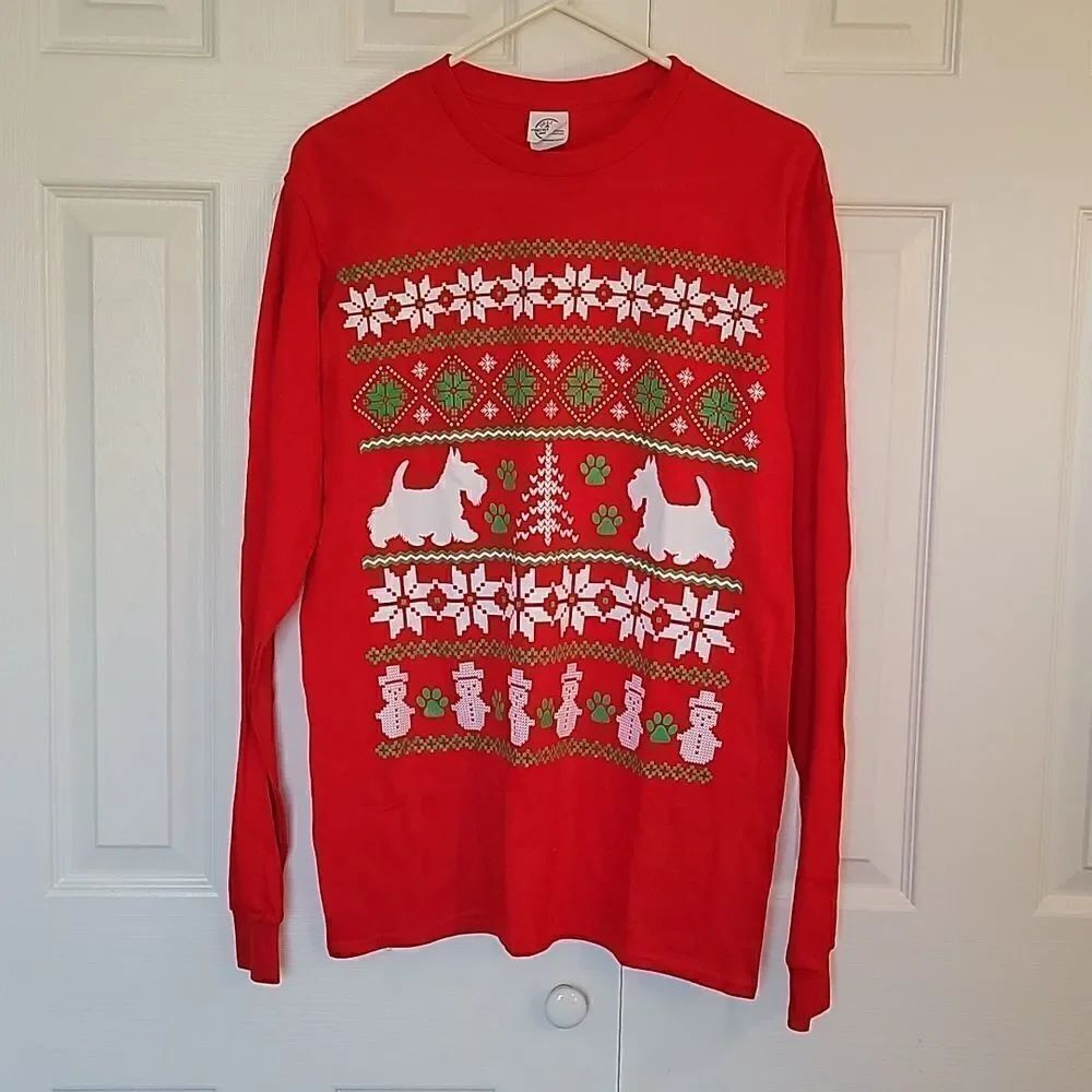 Christmas schnauzer long sleeve shirt size M